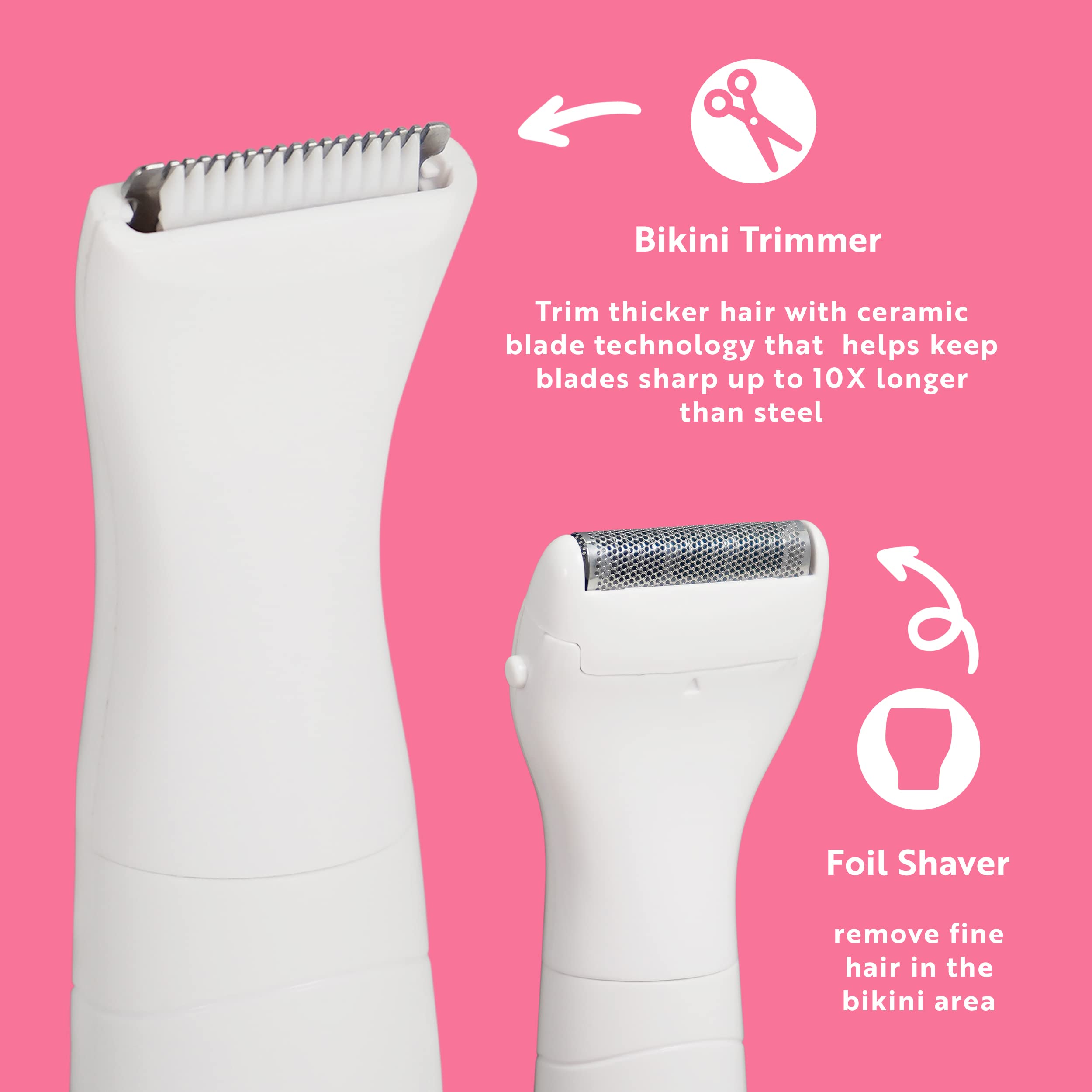 Womens Body Hair Trimmer, Bikini Trimmer for Women Pubic Hair Grooming, Smooth Glide Electric Razors Women, Electric Female Shaver for Legs Arms Underarms, Easy to Use Trimmers for Ladies Anywhere