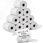 (10 Rolls) 2 1/4" x 50' Thermal Receipt Paper Rolls, Cash Register POS Thermal Paper, Credit Card Rolls Thermal 2 1/4 in x 50 ft.