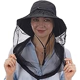 USHAKE Head Net Hat, Safari Hat Sun Hat Bucket Hat with Hidden Net Mesh
