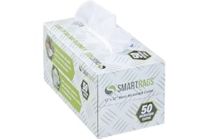 ARKWRIGHT LLC Arkwright Smart Rags in Box - (Pack of 50) Lint Free Microfiber Cleaning Cloth, Scratch & Streak-Free, Dispensable Wash Towels for Cars, Window Glass, and Auto Shop, 12 x 12 in, White