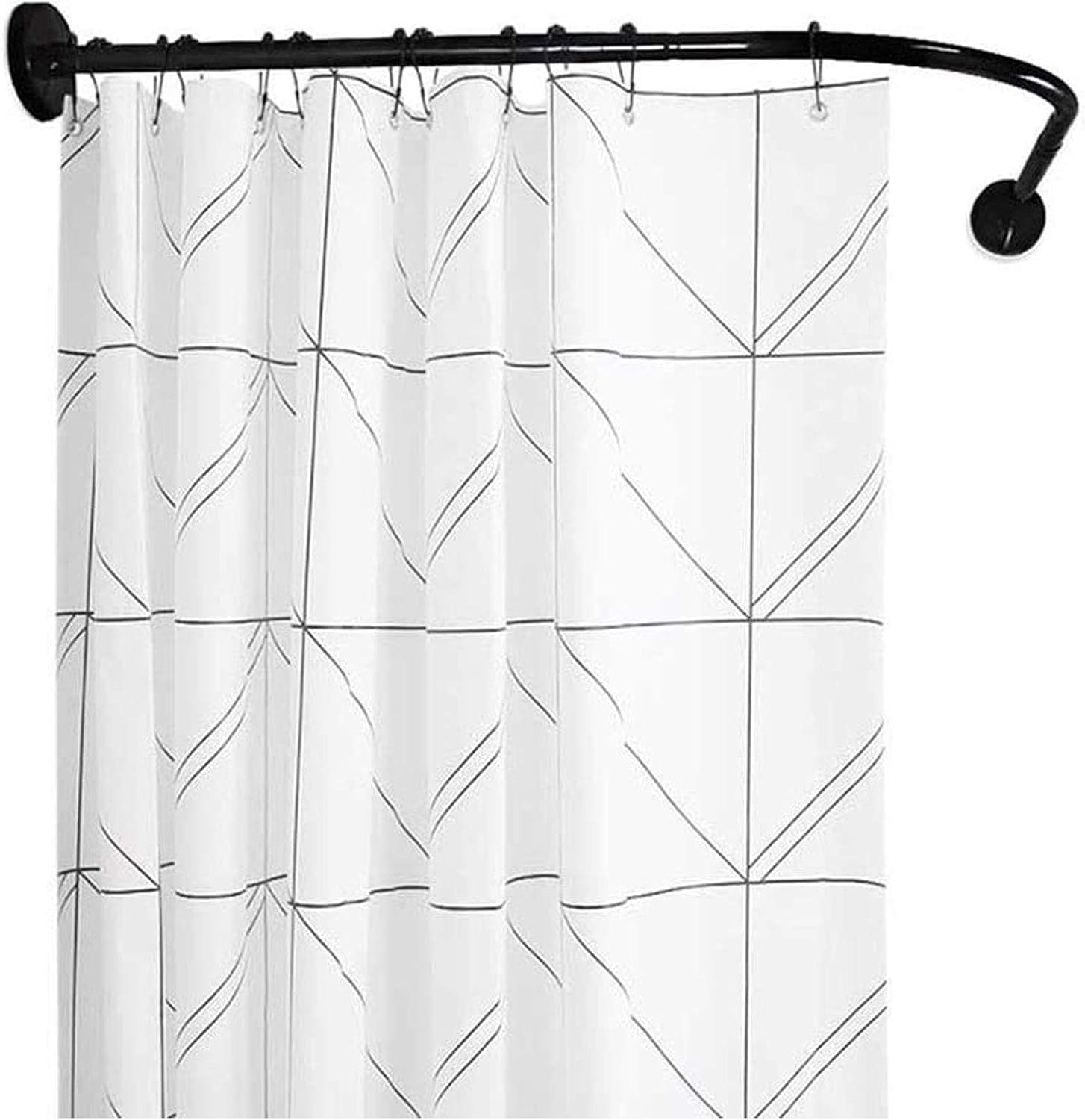 HUWAIF Shower Curtain Rail Curved L Shape Stainless Steel Shower Bar L