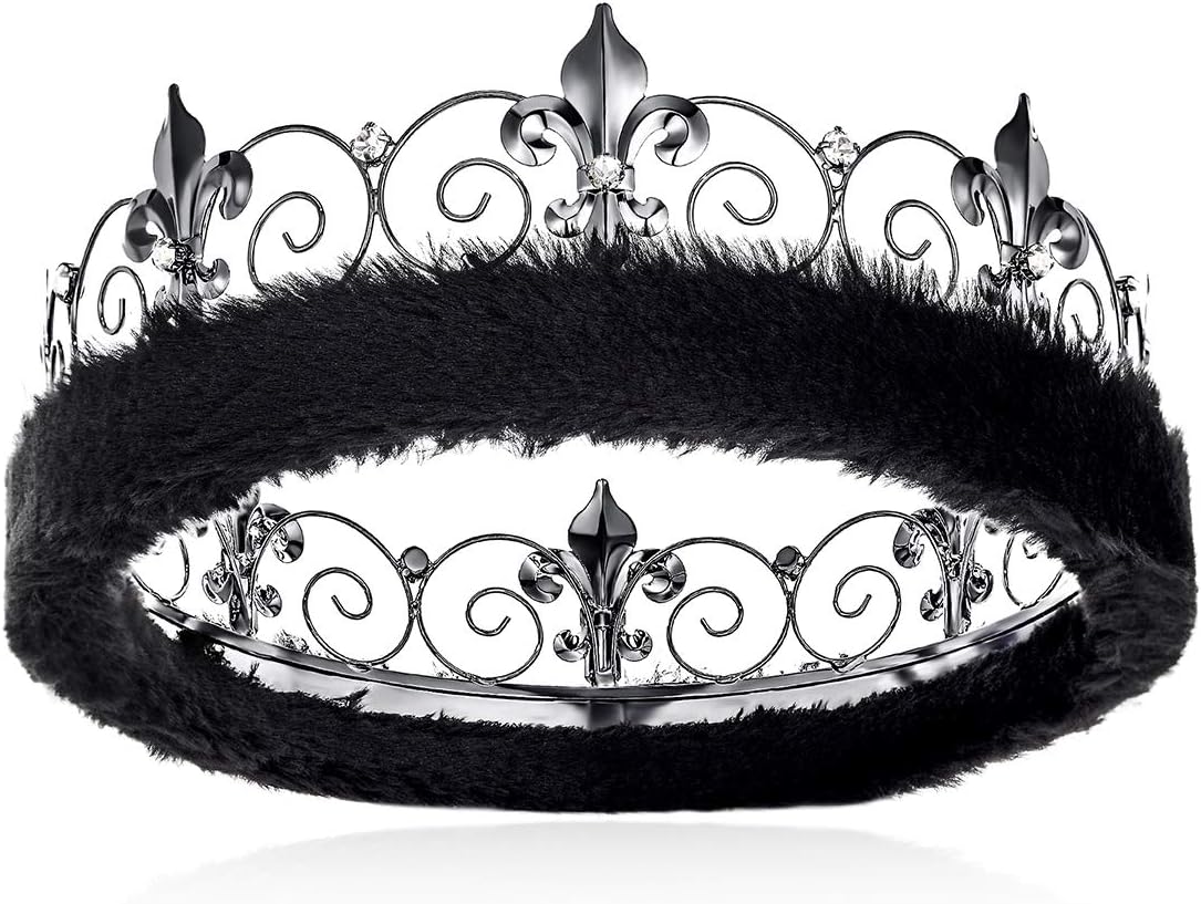 DcZeRong Black King Crowns Adult Men Birthday King Crown Costume King Crowns Black Men Crown