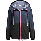 SoTeer Women's Waterproof Raincoat Outdoor Hooded Rain Jacket Windbreaker S-XXXL