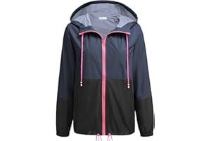 SoTeer Women's Waterproof Raincoat Outdoor Hooded Rain Jacket Windbreaker S-XXXL