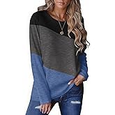 Zeagoo Women's Color Block Tops Long Sleeve Fall Tunic Top Casual Round Neck Pullover Shirts Dressy Work Outfit 2025