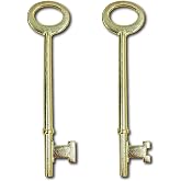 Summit Doorware Skeleton Keys 2 Pack, Brass-Plated Zinc Antique Key Blanks | For Vintage Locks, Old Doors &amp; Cabinets, Decorative Skeleton Keys for Jewelrys and Vintage Style Key Replacement