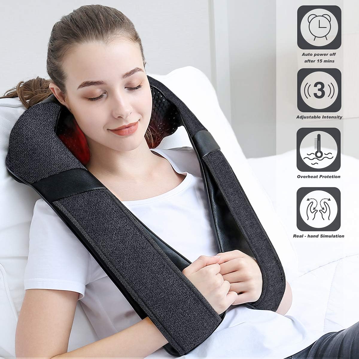 Back Massager, Shiatsu Back Neck Massager with Heat, Electric Shoulder Massager, Kneading Massage Pillow for Neck, Back, Shoulder, Foot, Leg, Muscle Pain Relief, Home,Office,Car Use - Christmas Gifts: Health & Personal Care