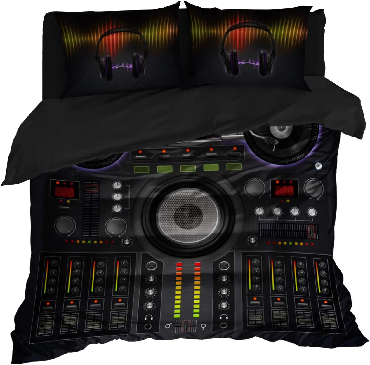 Cool Bedding DJ Mixer Duvet Cover, Professional Sound Mixer Bedding Set of 3 or 4 Pcs, king, queen, full sizes (Full 83"x87")