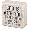 Lighthouse Christian Products With You In Everything Scripture Block Cream 2.25 Inch Cast Stone Plaque