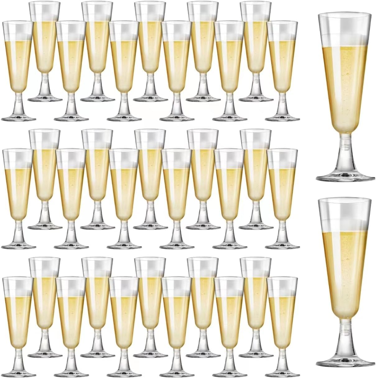 Gikisla 36 Pcs Plastic Champagne Flutes, 150ml Clear Champagne Glasses, Reusable Crystal Wine Cocktail Cups Perfect for Christmas Wedding Toasting Flutes Party