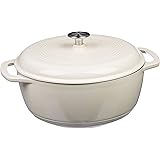 Amazon Basics Enameled Cast Iron Covered Dutch Oven, 6-Quart, White