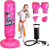 Onirii 66 Inch Kids Punching Bag Toy with Boxing Gloves | Larger Stable Updated Ninja Kids Inflatable Boxing Bag Set for Boys & Girls Age 5-12 for Taekwondo,MMA and Practicing Karate