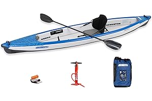 Sea Eagle RazorLite Inflatable Kayak - Lightweight, Drop Stitch, High Speed Touring Kayak - Solo or Tandem - Tall Back Seat(s), Paddle(s), Backpack, Skeg and Pump