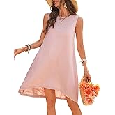 vinglam Summer Women's Casual Dress Pure Linen Dresses Loose Fit