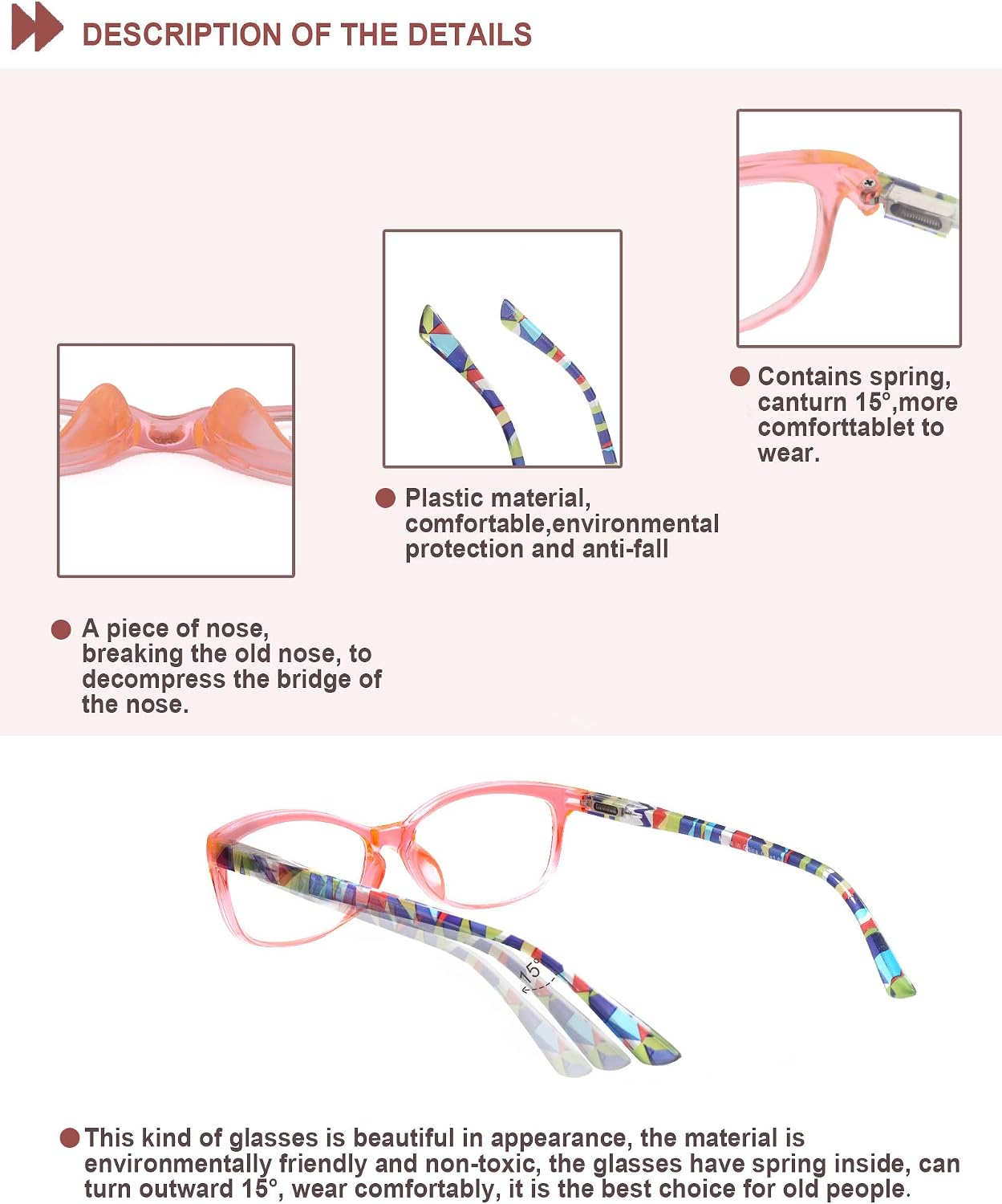 HEEYYOK Small Reading Glasses Women +3.00 Ladies Readers Glasses 5 Pack Eyeglasses Cateye Frame, 4 Pack Mix Color-205 - Image 4
