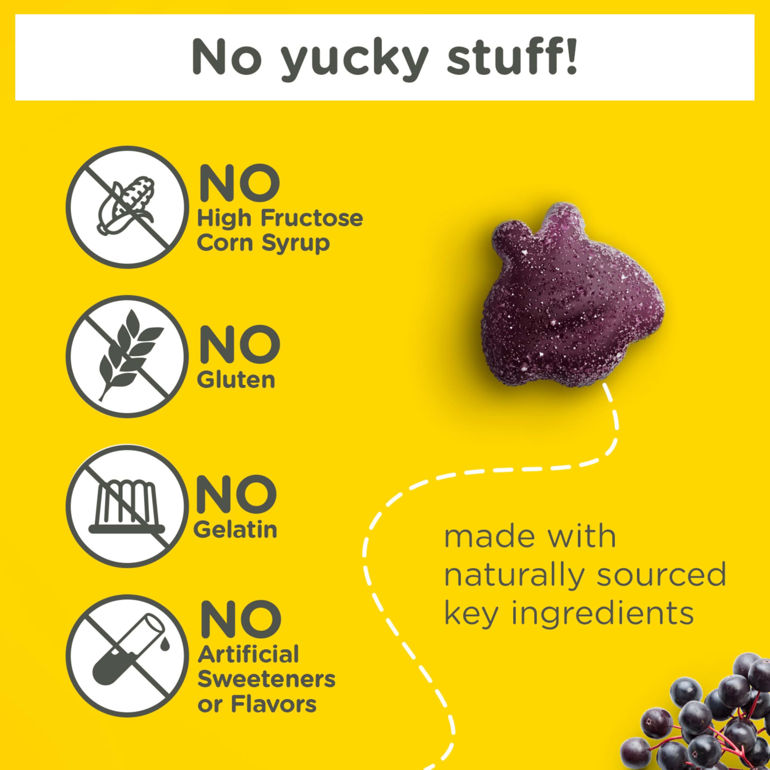 Zarbee’s Kids Elderberry Immune Support Supplement Gummies, Vitamins A C D3 E & Zinc, Elderberry Extract, Gluten & Gelatin Free, No Artificial Flavors, Natural Berry Flavor, Ages 2+, 42 Ct