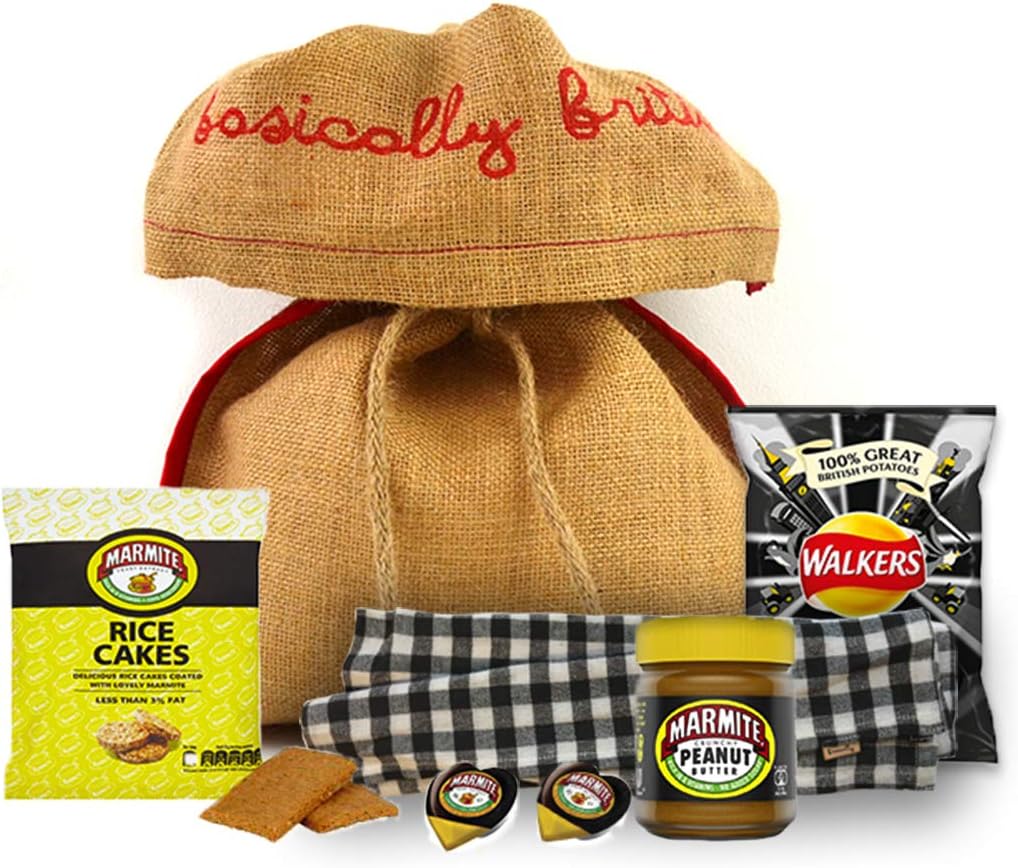 Marmite Peanut Butter Hamper with Marmite Potatos Walkers, Rice Cakes