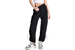 Prettyleaf Womens 28"/31"/33" Lightweight Dance Studio Pants Parachute Cargo Pants Workout Athletic Gym Joggers Casual