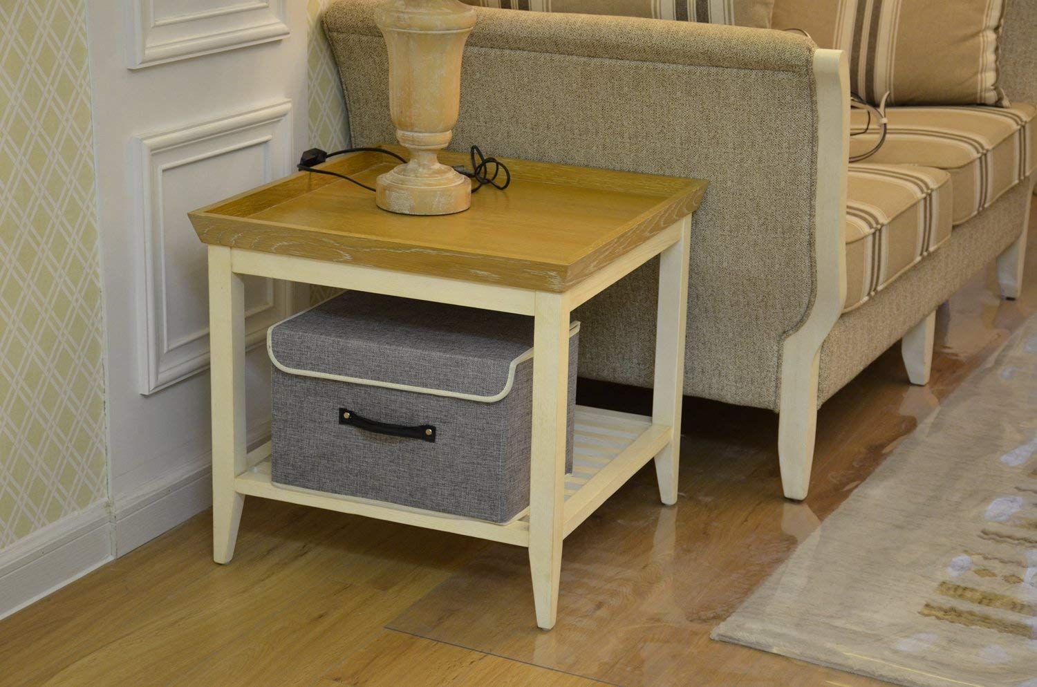 EZ GENERATION Storage Bins Set, Storage Baskets Pack of 2 Foldable Storage Boxes Cubes with Lids, Fabric Storage Bin Organizer Collapsible Box Containers for Nursery,Closet,Bedroom,Home(Light Gray)