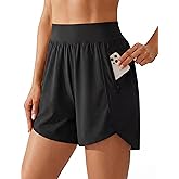 BMJL Womens Athletic Shorts 5" High Waisted Light Weight Workout Running Gym Activewear with 2 Zipper Pockets Quick Dry