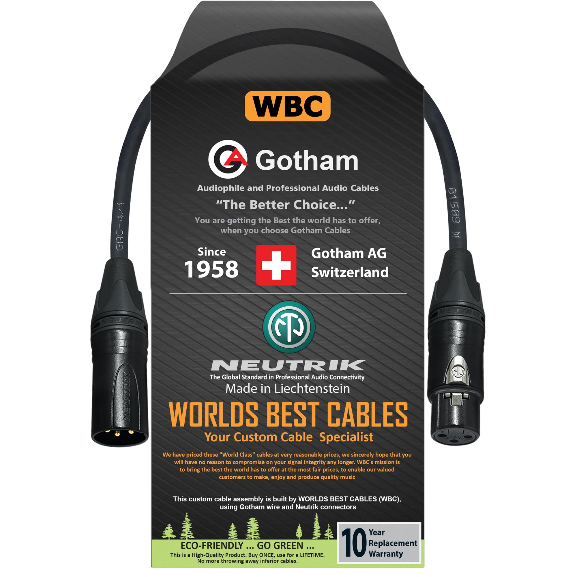 WORLDS BEST CABLES – Gotham GAC-4/1 – Star Quad Mic Cable – 20 CM with Neutrik Gold XLR Plugs