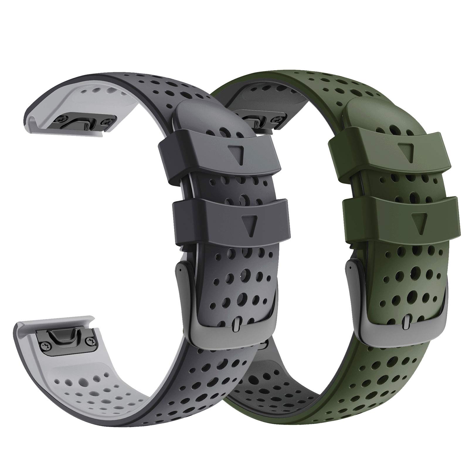 NotoCity Fenix 6/Fenix 6 Pro 22mm Soft Silicone Watch Strap for Garmin Fenix 7/ Fenix 6/ Fenix 5/ Fenix 5 Plus/Fenix 6 Pro/Forerunner 935/945/Approach S60/62 (2 Pack)