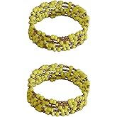 TEMBO AFRICA Set of 2 Handmade Beaded Bracelets for Women - Wrap Bracelets - Boho Jewelry Gifts - Yellow