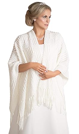 Unbekannt Details zu Strick Stola gestrickter Schal Ivory mit Pailletten Brautjacke Jacke Poncho Tuch Braut Hochzeit Brautkle