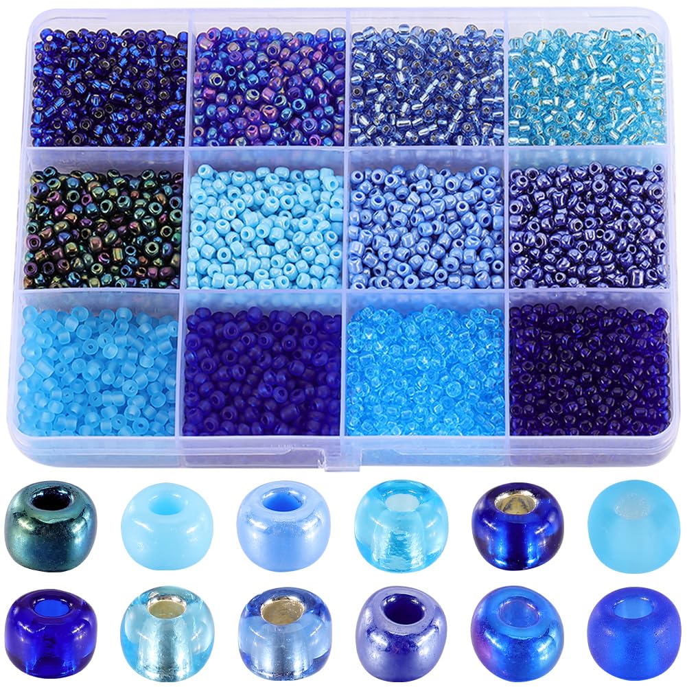SUNNYCLUE 1 Box 3432pcs Mixed Color Glass Round Seed Bead 3-4mm x 0.8-1mm for DIY Jewellery Making