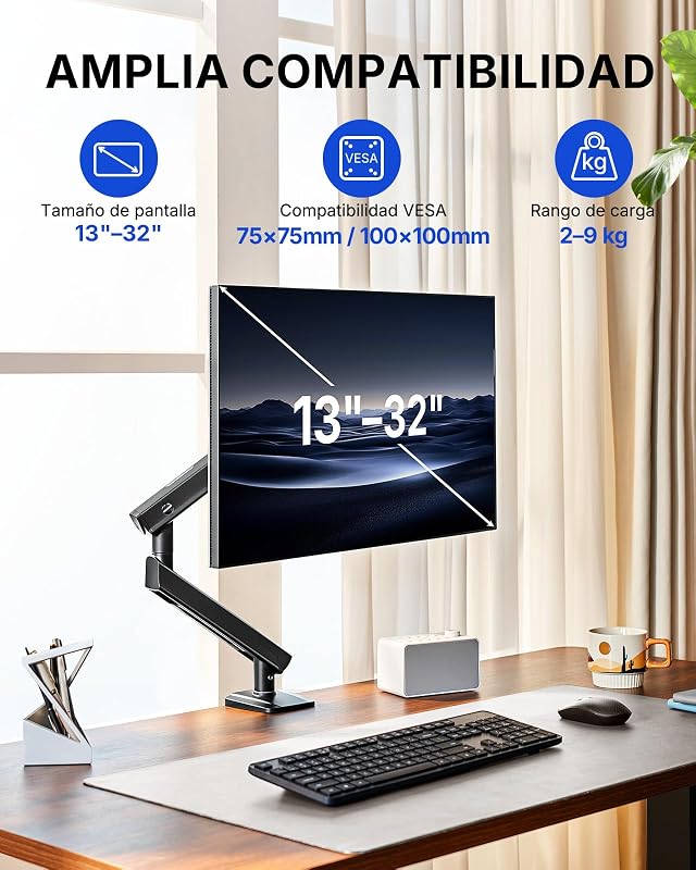 Suporte para monitor de secretária para ecrãs de 13-32", até 2-9 kg