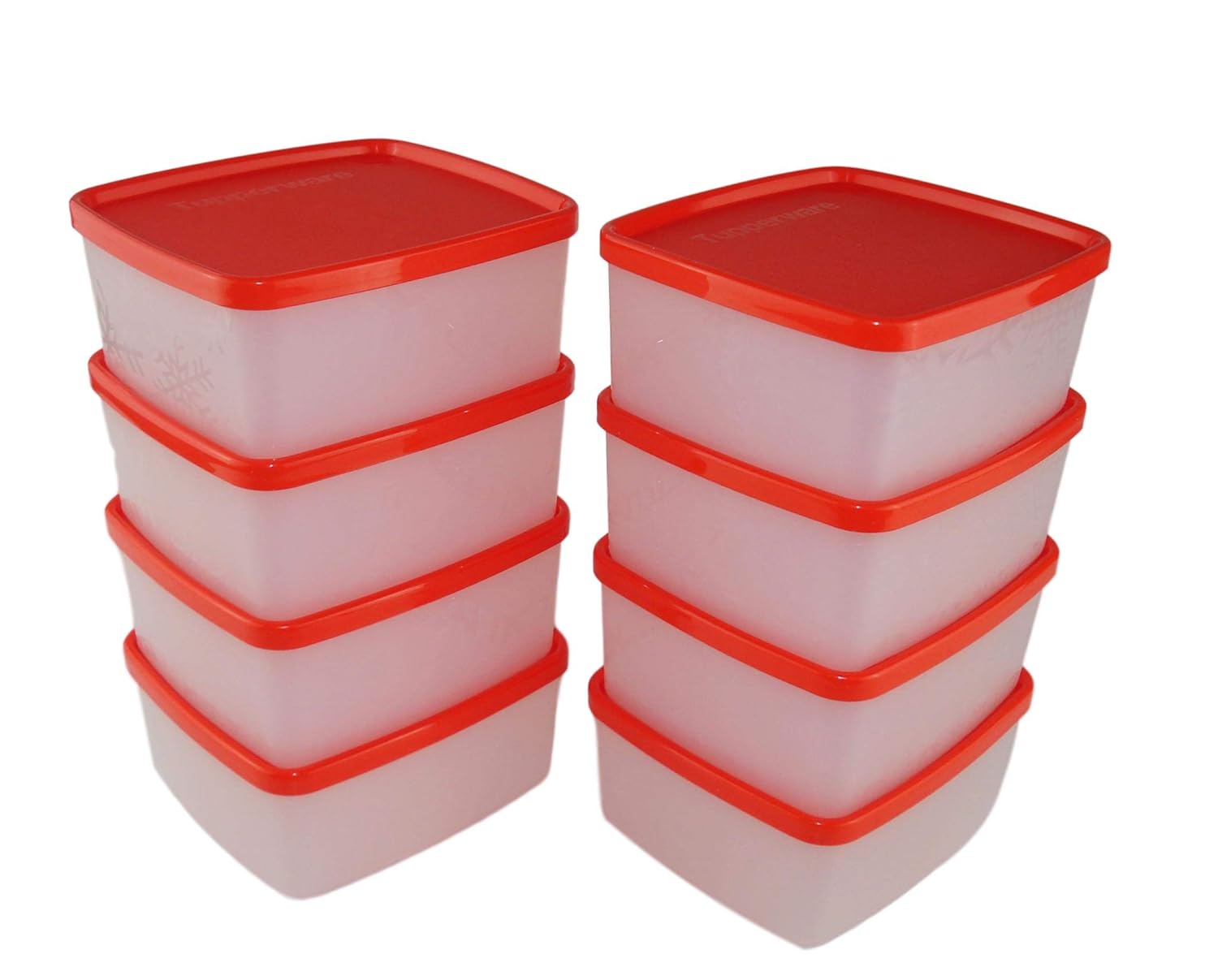 TUPPERWARE Storage Square Freezer Container 400 ml white red (8) Amazon.co.uk Kitchen & Home