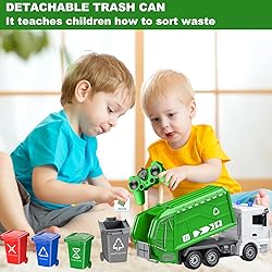 CALEST 2.4Ghz RC Garbage Truck with 4 Trash Cans, 6