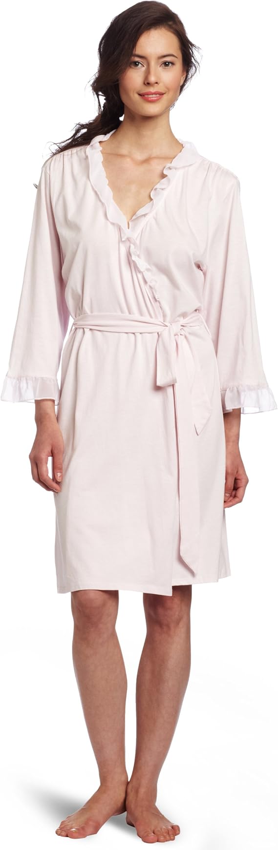 Nautica Sleepwear Women's Knit Ruffle Robe, Blushing Bride, Small