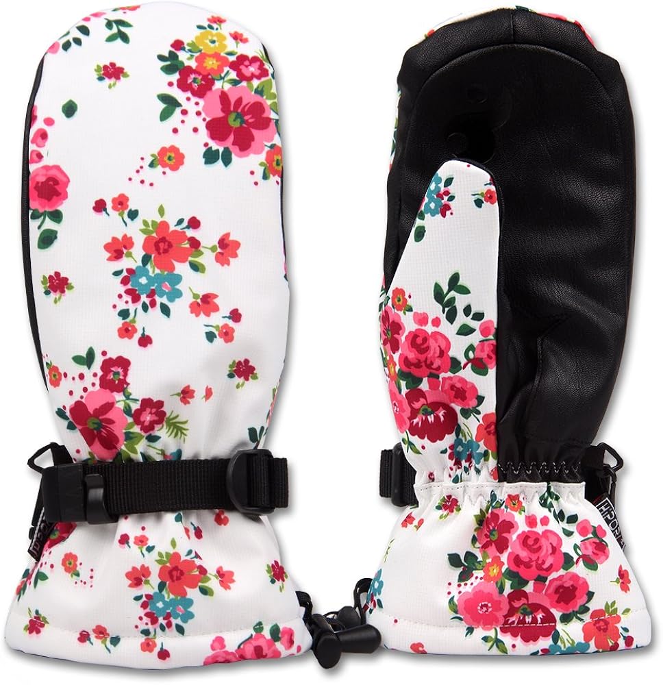 Colorful Waterproof Insulated Ski Mittens for Women or Big Girls (S