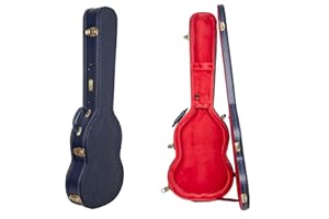 Crossrock Relief Series SG Guitar Case for Gibson SG Style Electric Guitars | Carved Ocean Blue Finish, Deep Scarlett Velvet 