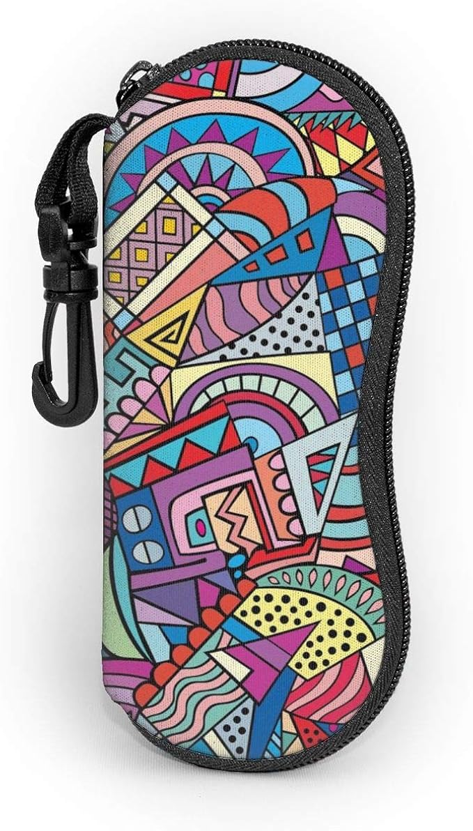 Eyeglass Bag Abstract City World Light Portable Neoprene Zipper, Soft