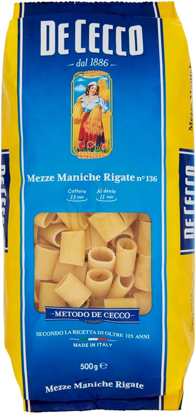 De Cecco Pasta Mezze Maniche Rigate 500 gr [confezione da 6] Amazon.it Alimentari e cura