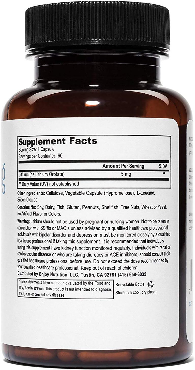 Weyland: Lithium Orotate - 5mg of Elemental Lithium per Vegetarian Capsule: Health & Personal Care