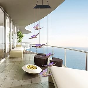 REFFU Wind Chimes Butterfly Shape Solar LED Color Changing Wind Chimes for Porch Yard, Patio, Garden, Home, Festival Gifts for Mom Girls Friends Outdoor Garden Decor,Home Decor…