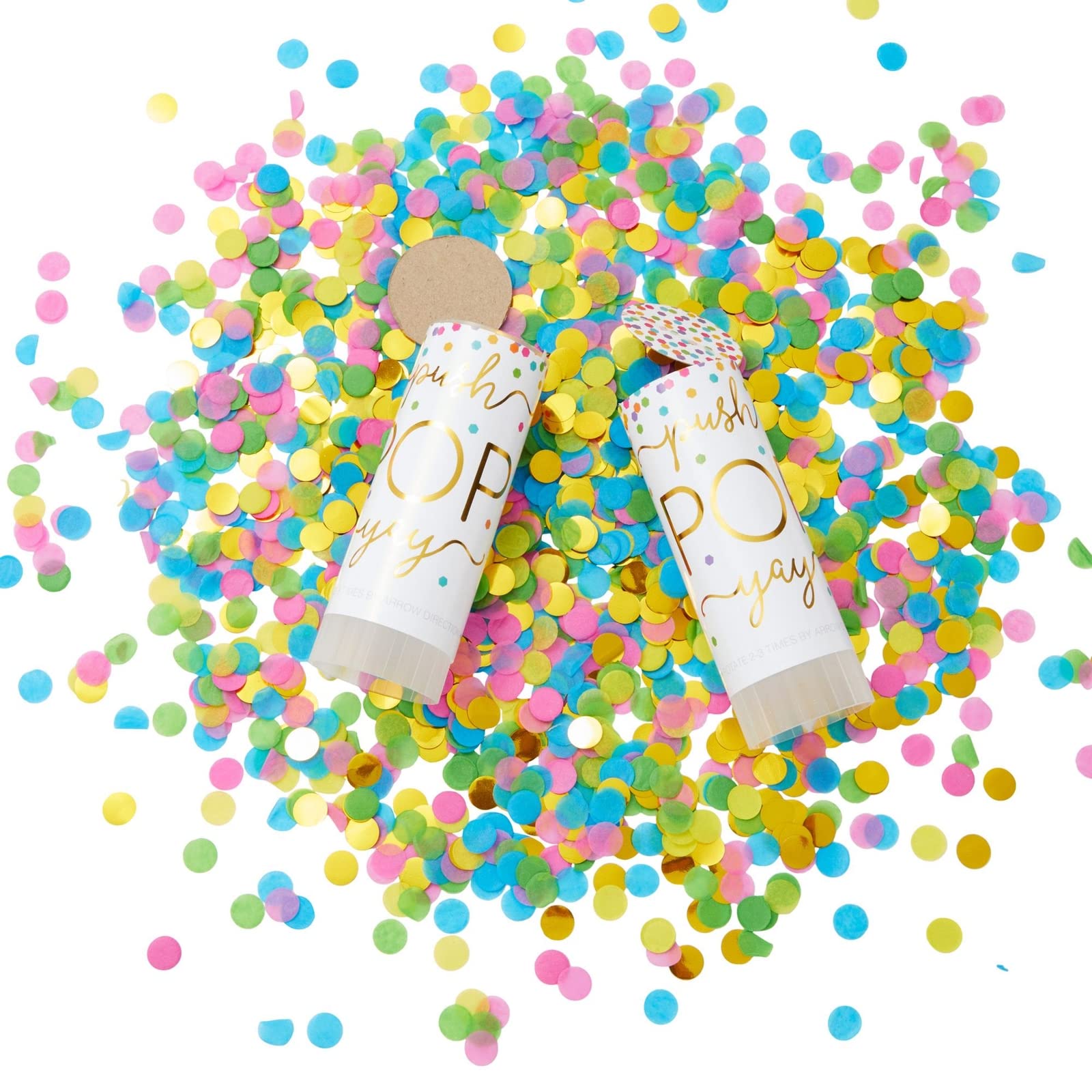 Sparkle and Bash Confetti Poppers 20 Pack Rainbow Shakers - Multicolor Mini Poppers 1.5in x 4.3in - Push Pop Design Bulk Mini Confetti Cannons