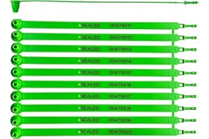 FALEYA.WZW Plastic Tamper Seals, Truck Trailer Container Door Security Disposable Numbered Tag (100pc, Green)