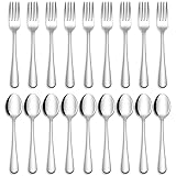 18-piece Dessert Forks and Dessert Spoons Silverware Set, Food Grade Stainless Steel Flatware Set for Home, Kitchen and Restaurant, Mirror Polished, Dishwasher Safe