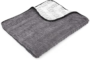 The Rag Company Gauntlet Car Drying Towel - 70/30 Korean Microfiber, Dries Faster Without Scratching, 900gsm, 30x36 inches, Ice Grey/Grey, Pack of 1