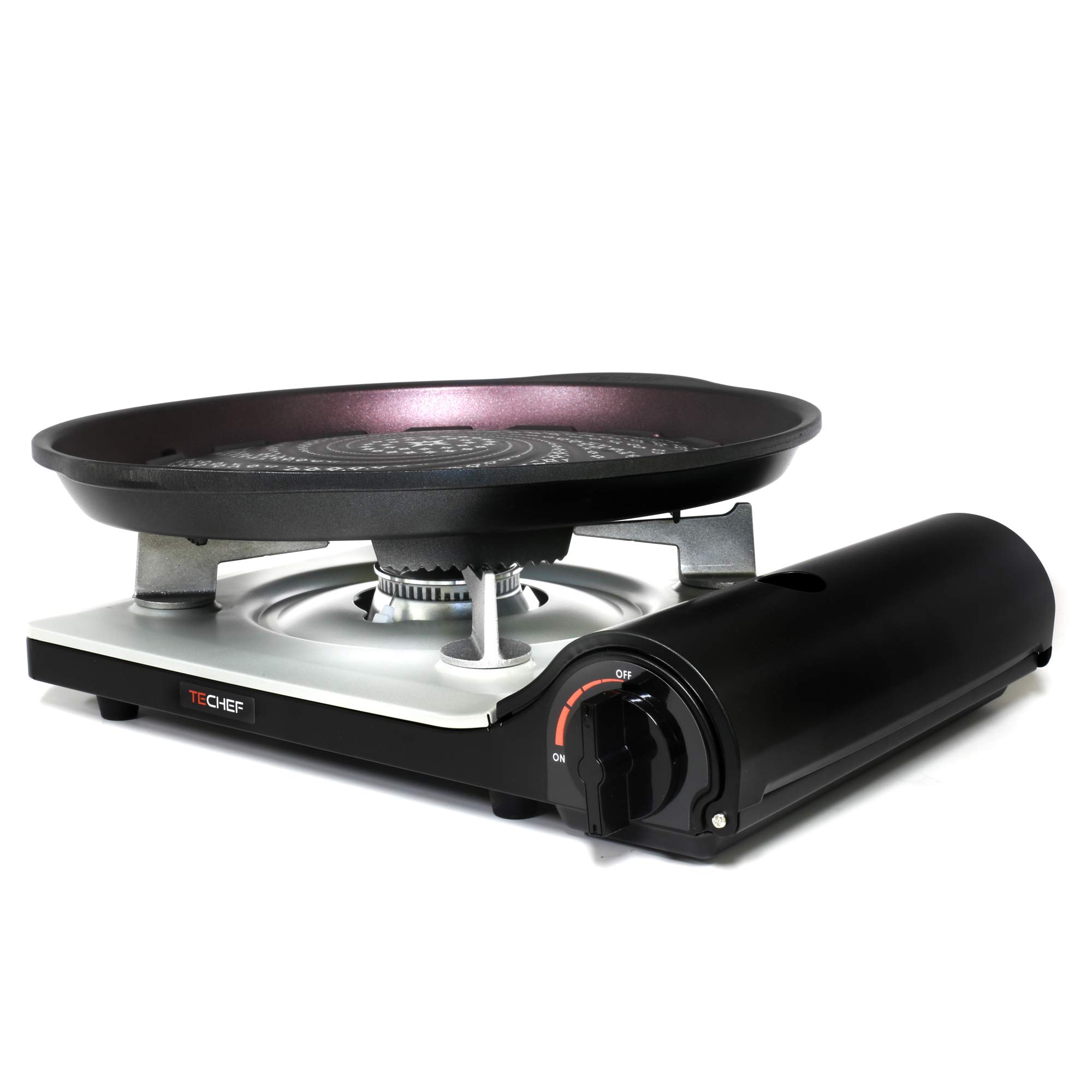 TECHEF - Stovetop Korean BBQ Non-Stick Grill Pan with Agni Portable Gas Stove Burner, Made in Korea (Grill Pan w Stove)