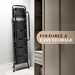 KINGRACK 5 Step Ladder with Tool Platform, 900 lbs