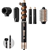 O.H.B 5 in 1 Hot Air Hair Styler, 110,000 RPM High Speed Hair Dryer Brush, Ionic Air Styler Wrap with Fast Drying, No Heat Damage Air Multi Styler for Volumize, Curl, Straighten for Travel, Black Gold