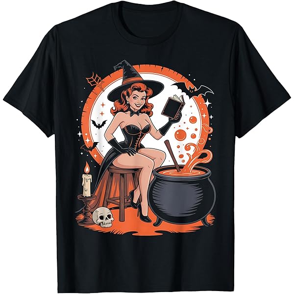 Amazon.com: Vintage Pin up Witch Halloween Pinup Girl Funny