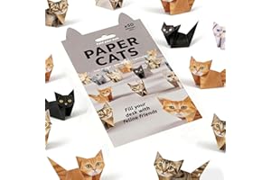 TOSKFJ Treayes 3D Cat Origami Paper, 50 Sheets DIY Craft Paper for Eveyrone, Fun Creative Art Project, Cute Desk Decor & Gift for Cat Lovers