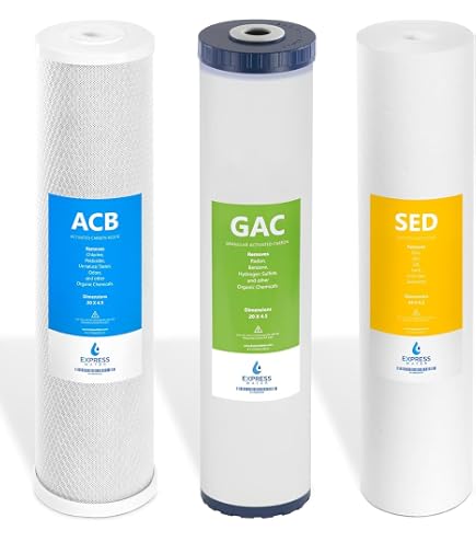 Max Water 3-Pack Big Blue 20x4.5 Whole House Water Filter Set - Pleated Sediment & GAC Carbon - 104590