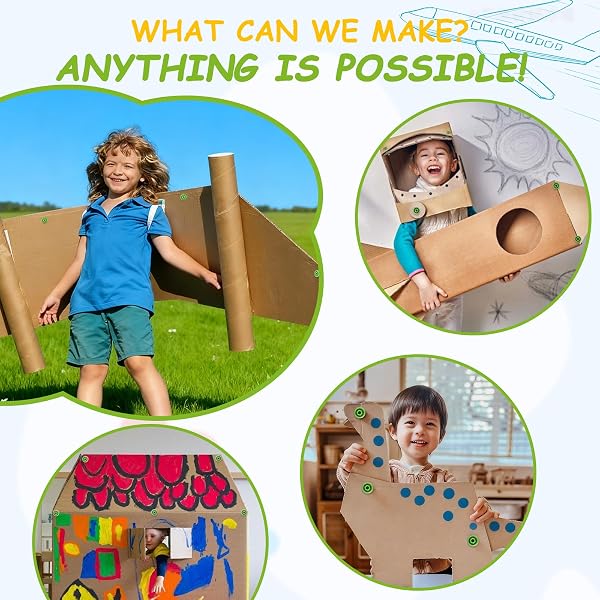HIKISS 168 PIECE CARDBOARD TOOLS FOR KIDS WITH CUTTER, CARDBOARD CONSTRUCTION KIT FOR FAMILY & TEAM ACTIVITIES, CREATIVE STEM EDUCATIONAL TOYS GIFT FOR BOYS AND GIRLS AGED 5+